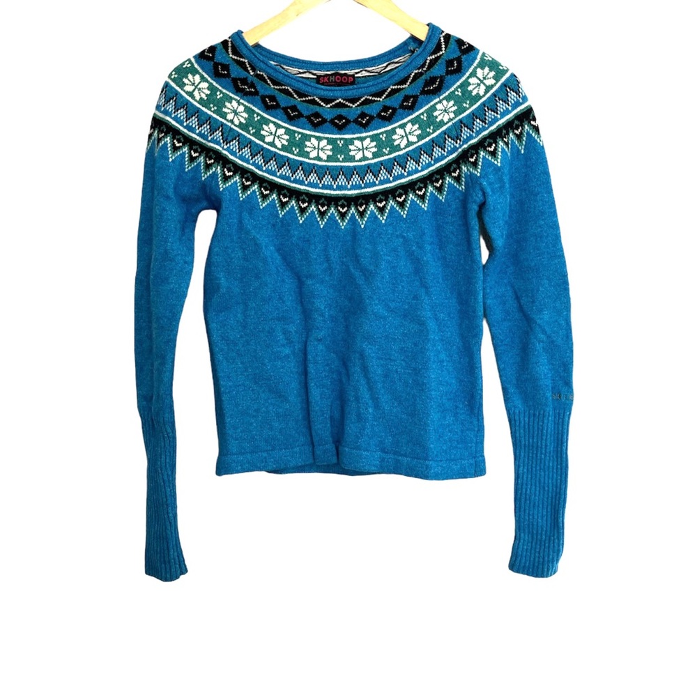Skhoop crew neck wool blend fairisle sweater